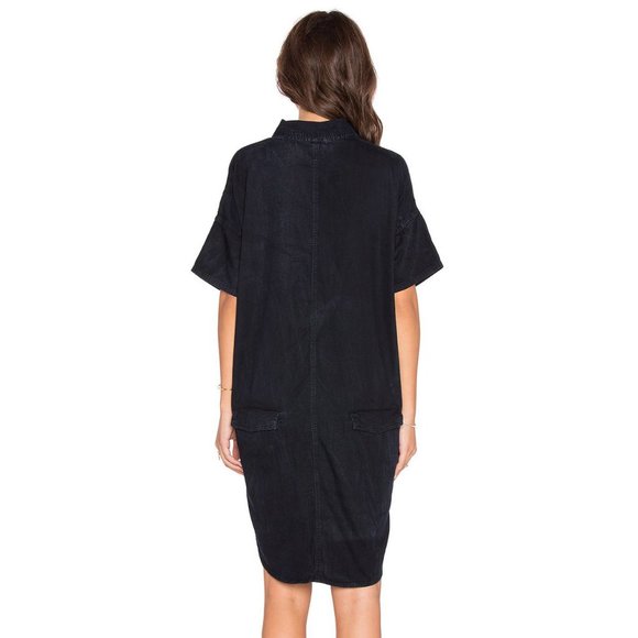 Current/Elliott The Oversized Smock Dress in Asphalt - Picture 2 of 7